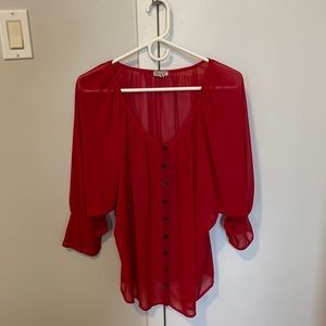 Red Button Down Top